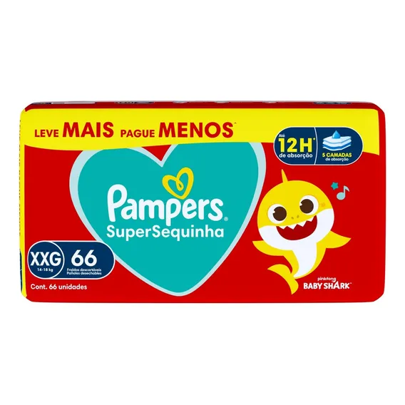 Pampers Supersequinha Fralda Xxg 66u Extra Extra Grande (xxg) Sem Gênero Foto 1