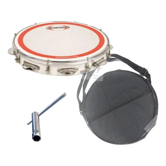 Pandeiro 11 Contemporânea Super Nylon Profiss + Case Simples Cor Branco Foto 1