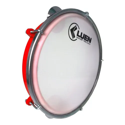 Pandeiro Luen 8 Polegada Abs Pele Cristal Cor Vermelho Foto 1