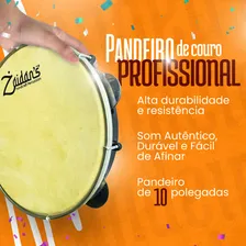 Pandeiro Pele De Couro Animal Caprino Profissional 10 Polegadas Zaidan's Percussao Samba Foto mini 4