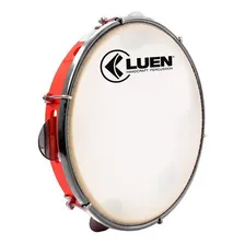 Pandeiro Vermelho Luen 10 Polegadas Com Pele Leitosa Foto mini 1