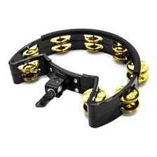 Pandeirola Preta Platinelas Douradas Torelli Tp327 Com Clamp Foto  mini 1