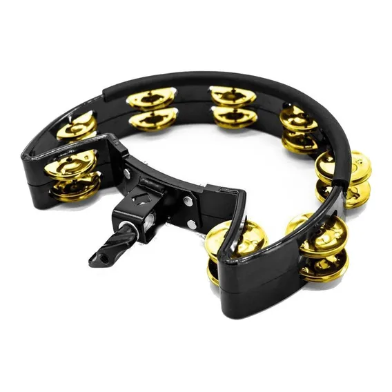 Pandeirola Preta Platinelas Douradas Torelli Tp327 Com Clamp Foto 1