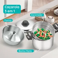 Panela 3 Em 1 Banho Maria Forma Pudim Vapor Polido N20 Foto mini  3