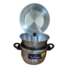 Panela Banho Maria Legumes A Vapor Cuscuz Pudim Tampa Vidro Cor Prateado Foto mini 1