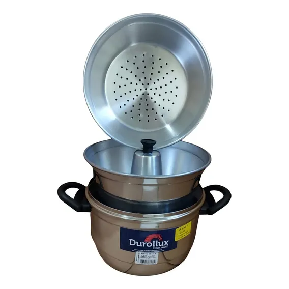 Panela Banho Maria Legumes A Vapor Cuscuz Pudim Tampa Vidro Cor Prateado Foto 1