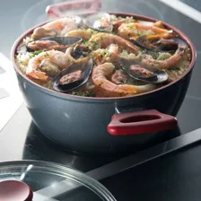 Panela Caçarola 24cm Antiaderente Sauté Vermelho Espátula Foto mini 3