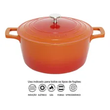 Panela Caçarola Antiaderente Cerâmico 28cm Indução Laranja Foto mini 4