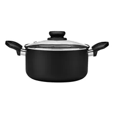 Panela Caçarola Antiaderente Preto 20cm 3l Tampa De Vidro Panelux Foto mini 1