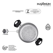 Panela Caçarola Antiaderente Preto 20cm 3l Tampa De Vidro Panelux Foto mini 2