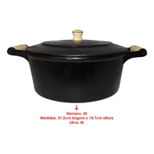 Panela Caçarola Ferro Fundido 2 Alças Tampa De Ferro 30 Cor Preto Foto mini 2