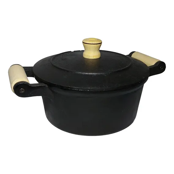 Panela Caçarola Ferro Fundido 2 Alças Tampa De Ferro 30 Cor Preto Foto 1