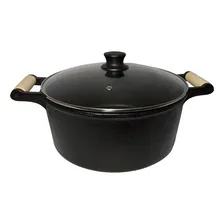 Panela Caçarola Ferro Fundido 2 Alças Tampa De Vidro 16 Cor Preto Foto mini 1