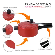Panela De Pressão 3 Litros Pressionella Baby Antiaderente Vermelho - Ramos Foto mini  2