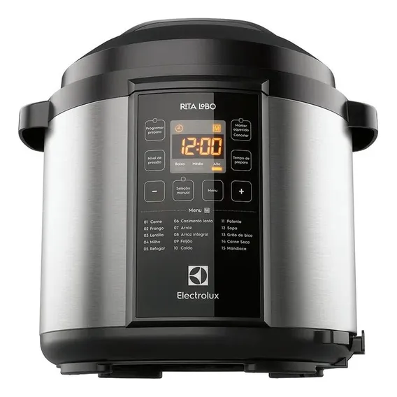 Panela de Pressão Elétrica Electrolux Digital 6L de capacidade com 10 travas segurança 15 receitas pré-programadas 3 níveis pressão PCC20 inox por Rita Lobo 110v Foto 1