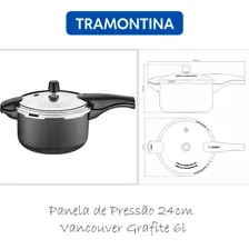 Panela De Pressão 6L Antiaderente 24cm Vancouver Starflon Max Grafite Tramontina Foto mini 4