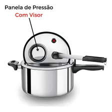 Panela de Pressão AlumÃnio com Visor 6,0 Litros N25 Polida MTA - 6015 Foto mini 4