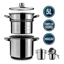Panela Espagueteira 5 Litros 20 Cm Aço Inox Macarrão Brinox Foto mini  3
