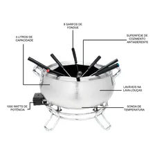 Panela Fondue Elétrica Cuisinart Aço Inoxidável Escovado Foto mini  3