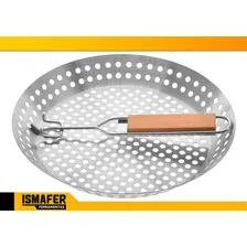 Panela Frigideira Grelhar Em Churrasqueira Inox 30cm Corneta Foto mini  2