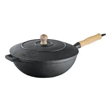 Panela Frigideira Wok Em Ferro Fundido Com Tampa 28 Cm Foto mini 1