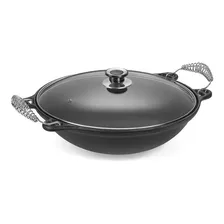 Panela Mineira Wok 6 Litros Alça Espiral Tampa Vidro 38,5 Cm Foto mini 1