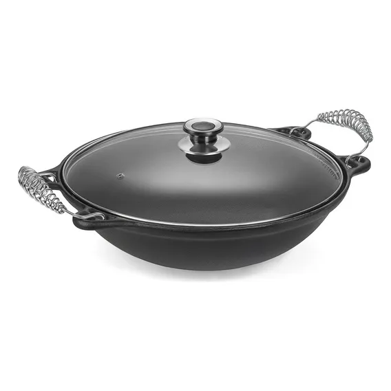 Panela Mineira Wok Tacho Chinês 4 L Paella Tampa Vidro 32 Cm Foto 1