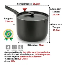 Panela Pipoqueira 5,6l Antiaderente 6 Camadas Profissional Cor Panela Pipoqueira Grafite Foto mini 3