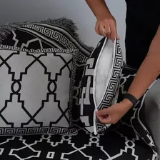 Pano Manta Xale P/sofá Jacquard Dupla Fase 1,35cm +almofadas Cor Preto/Estampado Foto mini 4