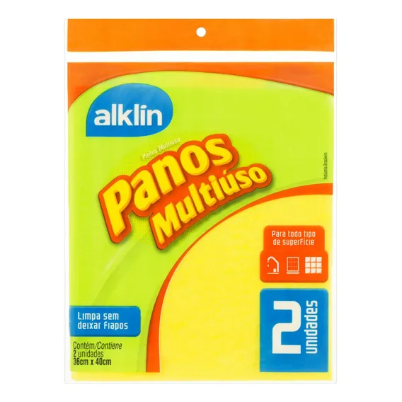 Pano Multiuso Amarelo Alklin 2 Unidades Foto 1