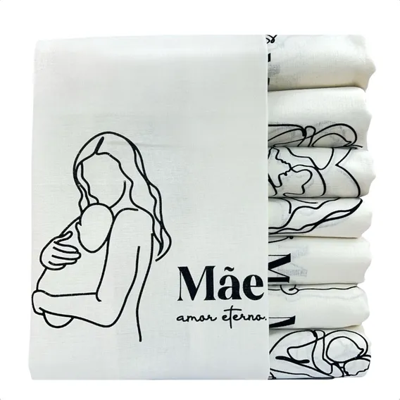 Pano Prato Extra Grande Estampado Dia Das Mães Algodão Cru Modelo 3 Foto 1