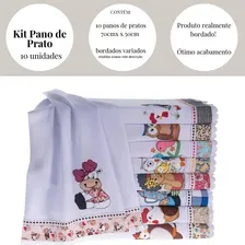 Pano Prato Guardanapo Bordado Patchwork 10 Unidades Atacado Cor Branco Foto mini 3