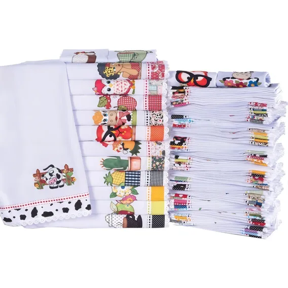 Pano Prato Guardanapo Bordado Patchwork 10 Unidades Atacado Cor Branco Foto 1
