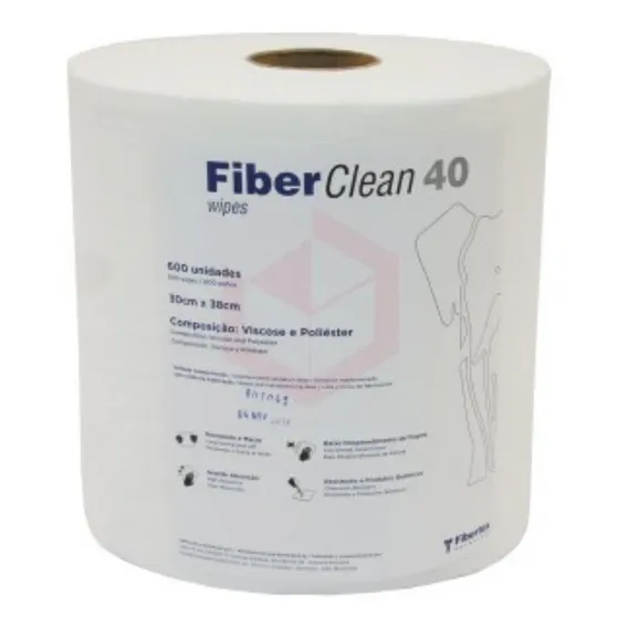 Pano Sontara Wipes Fiberclean 40g Branco Rolo C/600 Unidades Foto 1