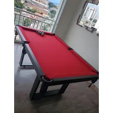 Pano tecido para mesa de sinuca bilhar 2,25x2,00 snooker cor vermelho Thais Foto mini 2