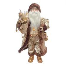 Papai Noel Em Pe Marrom E Nude Com Saco De Presentes 45cm Foto  mini 1