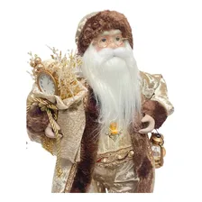Papai Noel Em Pe Marrom E Nude Com Saco De Presentes 45cm Foto mini  2