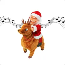 Papai Noel Musical De Natal Na Rena Anda Canta 20x17x6,5cm Voltagem Pilhas Foto mini 3
