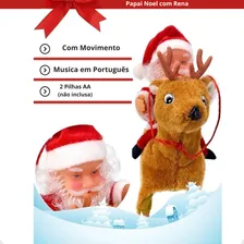 Papai Noel Musical De Natal Na Rena Anda Canta 20x17x6,5cm Voltagem Pilhas Foto mini 4