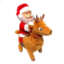 Papai Noel Musical De Natal Na Rena Anda Canta 20x17x6,5cm Voltagem Pilhas Foto mini 1
