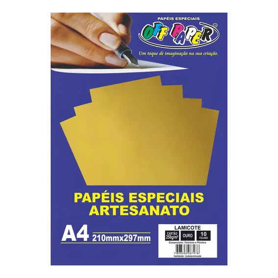 Papel A4 Lamicote Ouro 250g/m Com 10 Folhas Foto 1