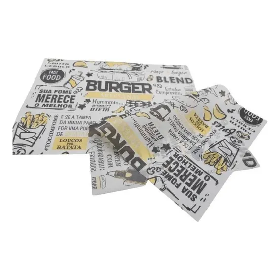 Papel Acoplado Embalagem Hamburguer Lanche Frios 500 Foto 1