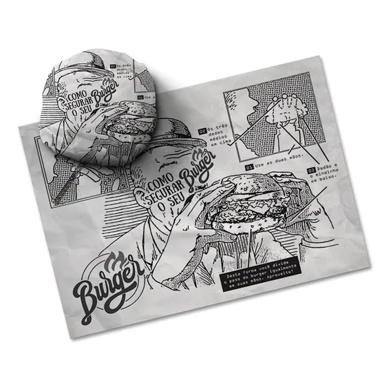 Papel Acoplado - Hamburguer Burguer Burger Frios 500 Unds. Cor Branco Segurar Burger Foto 1