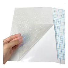 Papel Adesivo Holográfico Vinil Gliter Estrelas A4 50fls Foto  mini 1