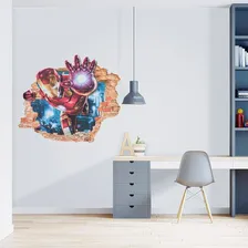 Papel Adesivo Parede Buraco Falso Her贸is Homem Ferro 60x55cm Cor Homem De Ferro Foto mini 2