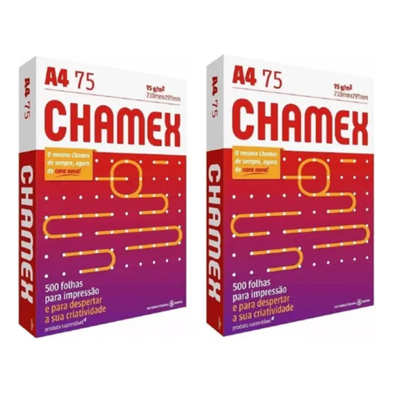 Papel Chamex office a4 sulfite 210x297 75g 1000 folhas Foto 1