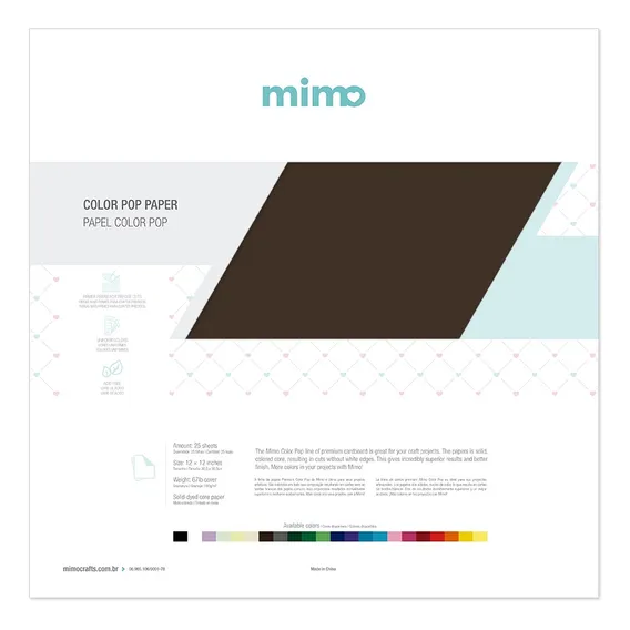 Papel Color Pop Colorido Branco Mimo 30,5x30,5cm 180g 25 Fls Cor Marrom Café Lisa Foto 1