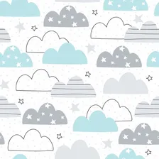 Papel De Parede Infantil Nuvem Azul Nuvens Estrela Bebe 5mts Foto  mini 1