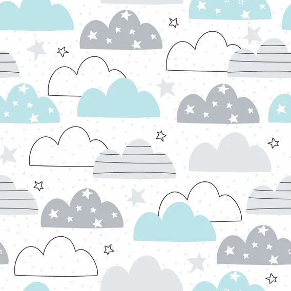 Papel De Parede Infantil Nuvem Azul Nuvens Estrela Bebe 5mts Foto 1