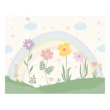 Papel De Parede Quarto Menina Jardim Floral Arco-íris 9m Foto mini 2